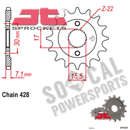 JT Sprockets - JT Sprockets Steel Front Sprocket - 14T - JTF1257.14