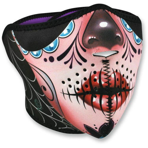 Zan Headgear - Zan Headgear Half Face Mask - WNFM082H - Sugar Skull - OSFM