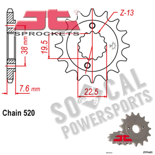 JT Sprockets - JT Sprockets Steel Front Sprocket - 14T - JTF1401.14