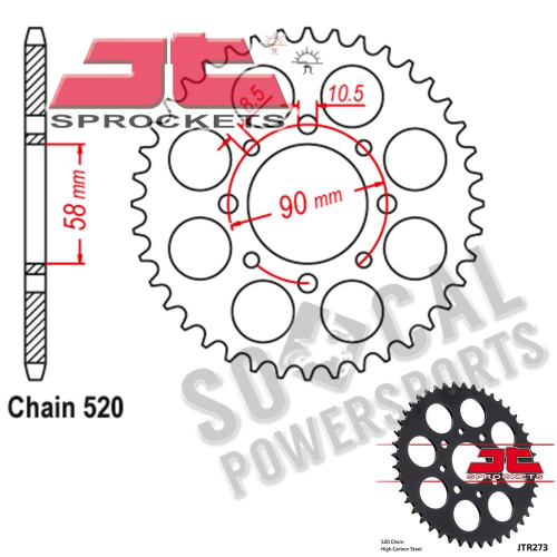 JT Sprockets - JT Sprockets Steel Rear Sprocket - 33T - JTR273.33