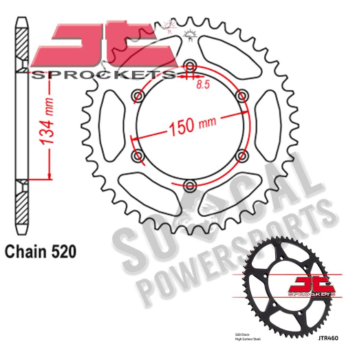 JT Sprockets - JT Sprockets Steel Rear Sprocket - 48T - JTR460.48