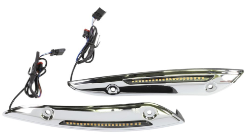 Custom Dynamics - Custom Dynamics Windshield Trim with LED Turn Signals - Chrome - Standard Turn Signal - CD-RG-WT-AW2-C