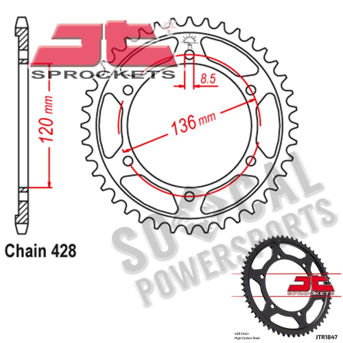 JT Sprockets - JT Sprockets Steel Rear Sprocket - 55T - JTR1847.55