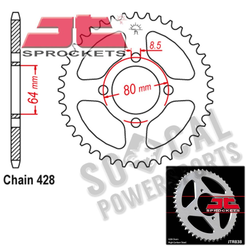 JT Sprockets - JT Sprockets Steel Rear Sprocket - 36T - JTR838.36