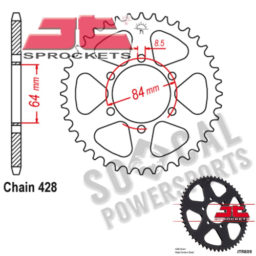 JT Sprockets - JT Sprockets Steel Rear Sprocket - 46T - JTR809.46