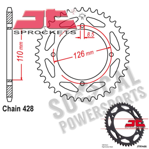 JT Sprockets - JT Sprockets Steel Rear Sprocket - 47T - JTR1466.47