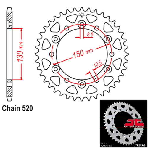 JT Sprockets - JT Sprockets Steel Rear Sprocket - 47T - JTR245/3.47