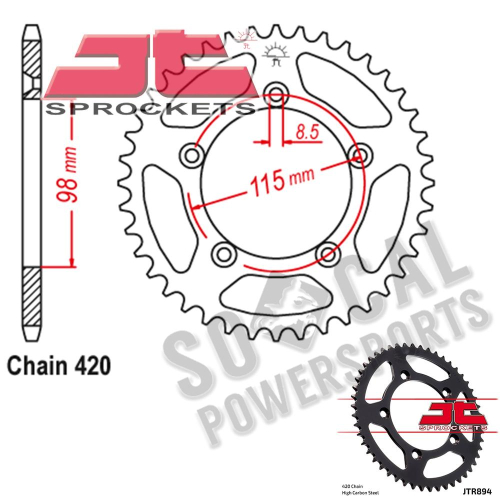 JT Sprockets - JT Sprockets Steel Rear Sprocket - 46T - JTR894.46