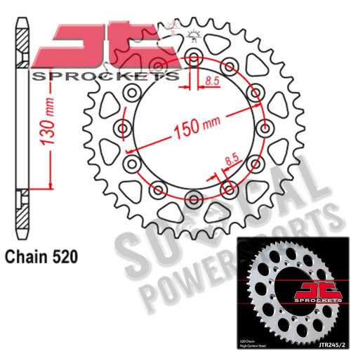 JT Sprockets - JT Sprockets Steel Rear Sprocket - 40T - JTR245/2.40