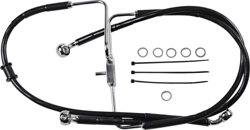 Drag Specialties - Drag Specialties Extended Stainless Steel Front Brake Line Kit - Black Vinyl Coated - 33in. - 1741-5853