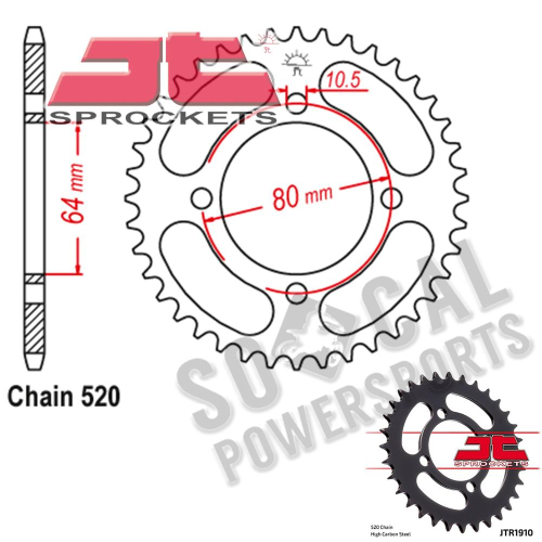 JT Sprockets - JT Sprockets Steel Rear Sprocket - 32T - JTR1910.32