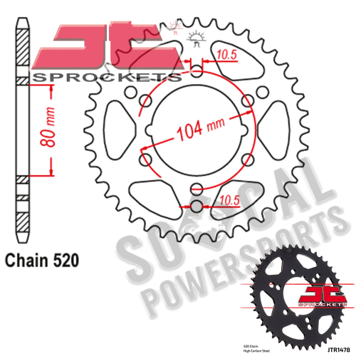 JT Sprockets - JT Sprockets Steel Rear Sprocket - 36T - JTR1478.36