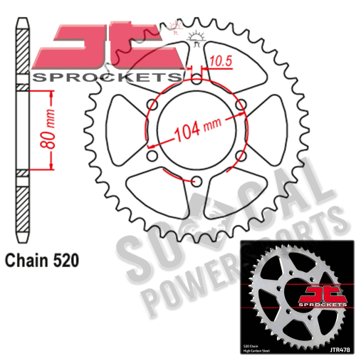 JT Sprockets - JT Sprockets Steel Rear Sprocket - 42T - JTR478.42