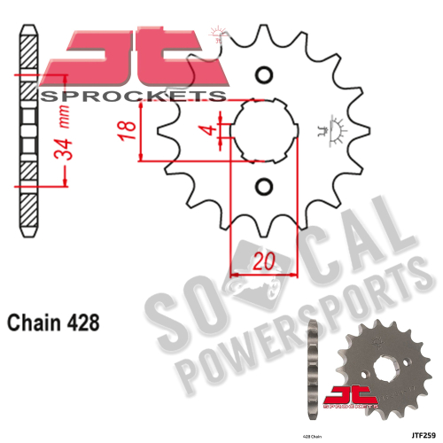 JT Sprockets - JT Sprockets Steel Front Sprocket - 12T - JTF259.12