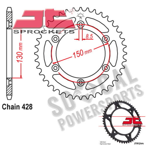 JT Sprockets - JT Sprockets Steel Rear Sprocket - 51T - JTR1244.51