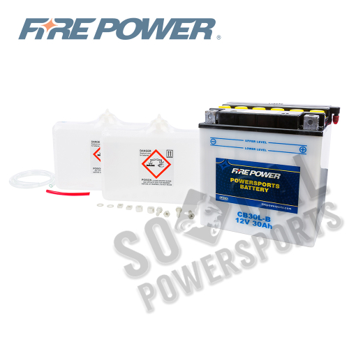 Fire Power - Fire Power Conventional 12V Heavy Duty Battery With Acid Pack - CB30L-B