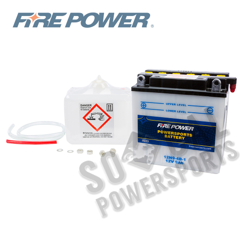 Fire Power - Fire Power Conventional 12V Standard Battery with Acid Pack - 12N9-4B-1