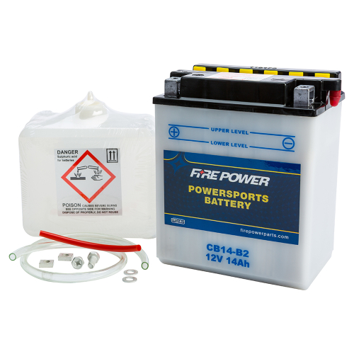 Fire Power - Fire Power Conventional 12V Heavy Duty Battery With Acid Pack - CB14-B2