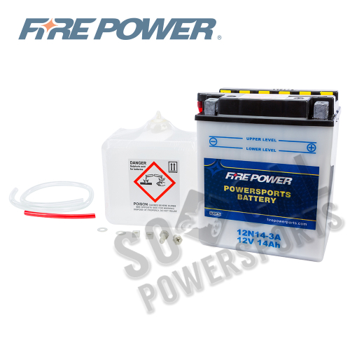 Fire Power - Fire Power Conventional 12V Standard Battery with Acid Pack - 12N14-3A