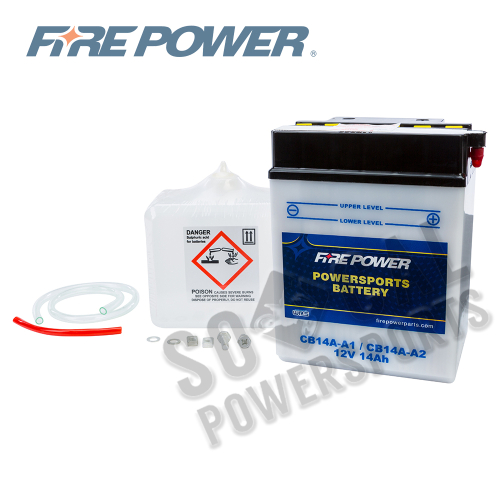 Fire Power - Fire Power Conventional 12V Heavy Duty Battery With Acid Pack - CB14A-A2