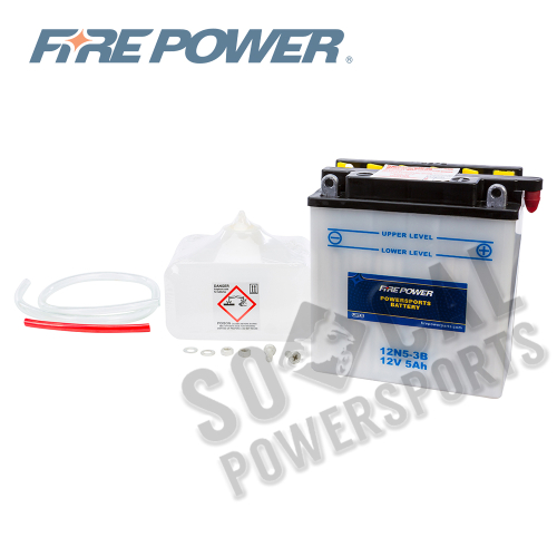 Fire Power - Fire Power Conventional 12V Standard Battery with Acid Pack - 12N5-3B