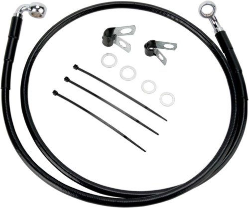 Drag Specialties - Drag Specialties Extended Stainless Steel Front Brake Line Kit - Black Vinyl Coated - 43in. - 640110-2BLK