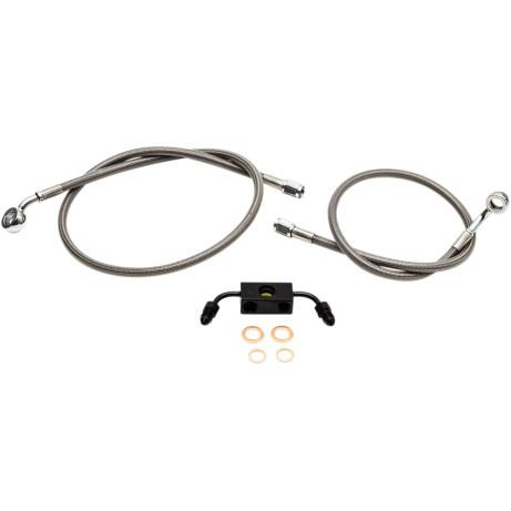 LA Choppers - LA Choppers Stainless Steel Brake Line Kit - 15in.-17in. Ape Hangers - LA-8231B16