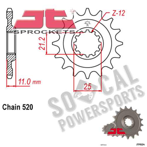 JT Sprockets - JT Sprockets Steel Front Sprocket - 12T - JTF824.12