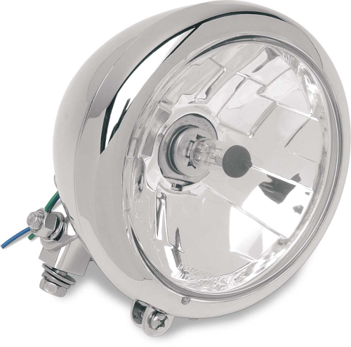 Drag Specialties - Drag Specialties Diamond-Style Bottom-Mount 5 3/4in Headlight Assembly - Plain Bezel - Clear Lens - 20-0433