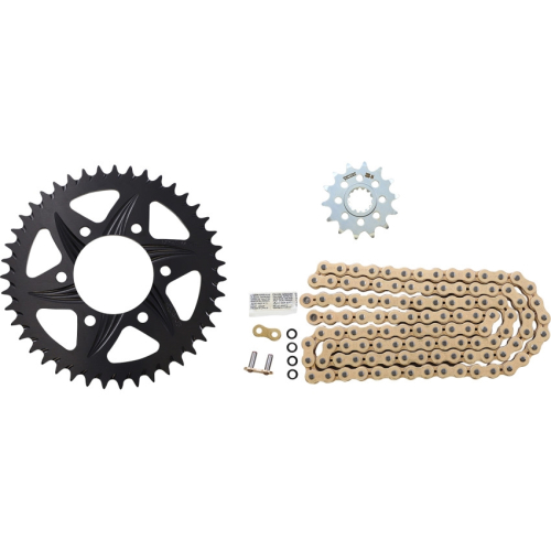 Vortex - Vortex GFRS Go Fast Street Chain and Sprocket Kit - Gold - 43 Rear - 14 Front - CKG4218