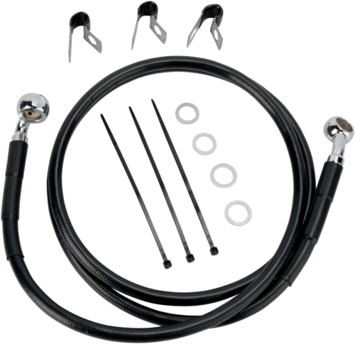 Drag Specialties - Drag Specialties Extended Stainless Steel Front Brake Line Kit - Black Vinyl Coated - 46 1/4in. - 660214-2BLK