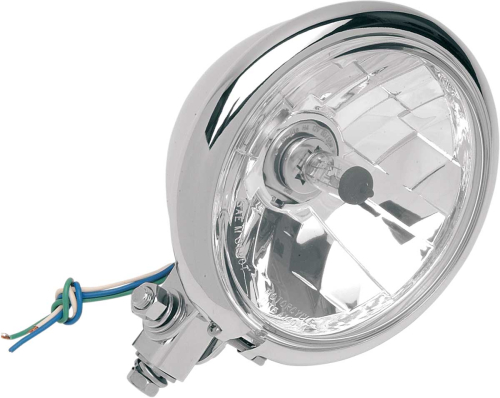 Drag Specialties - Drag Specialties 5 3/4in. Diamond-Style Bottom-Mount Headlight - Chrome - Clear Lens - 20-6035WI