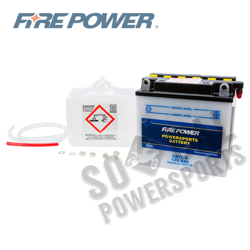 Fire Power - Fire Power Conventional 12V Heavy Duty Battery With Acid Pack - CB7L-B