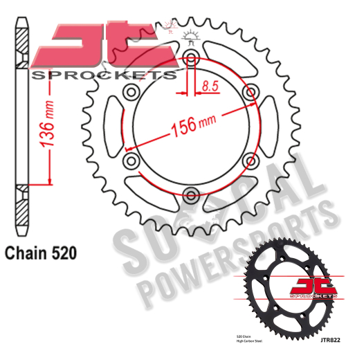 JT Sprockets - JT Sprockets Steel Rear Sprocket - 51T - JTR822.51