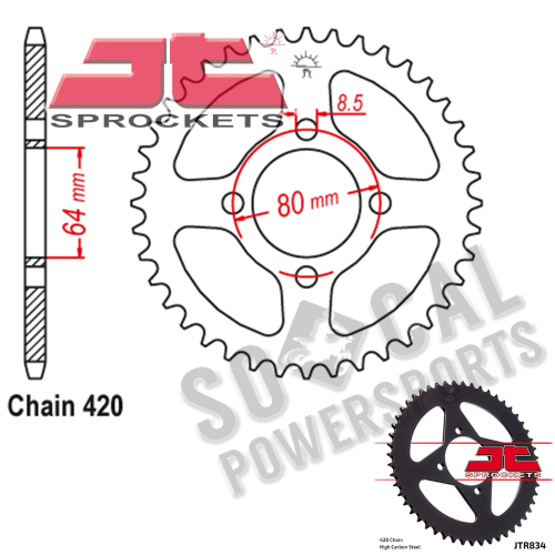 JT Sprockets - JT Sprockets Steel Rear Sprocket - 37T - JTR834.37