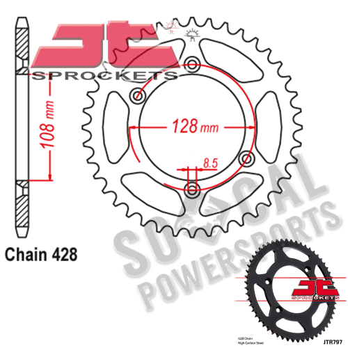 JT Sprockets - JT Sprockets Steel Rear Sprocket - 51T - JTR797.51