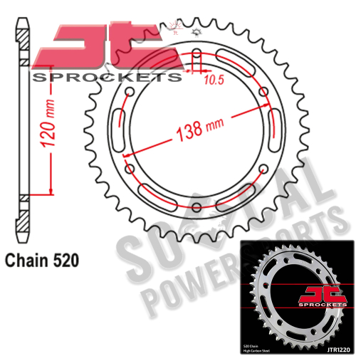 JT Sprockets - JT Sprockets Steel Rear Sprocket - 38T - JTR1220.38