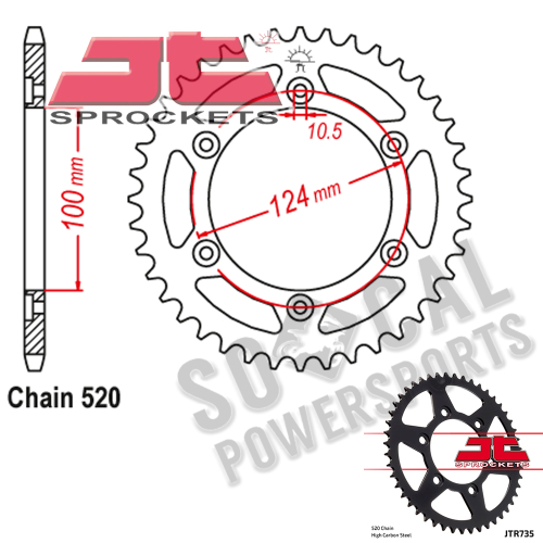 JT Sprockets - JT Sprockets Steel Rear Sprocket - 42T - JTR735.42