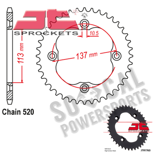 JT Sprockets - JT Sprockets Steel Rear Sprocket - 38T - JTR1760.38