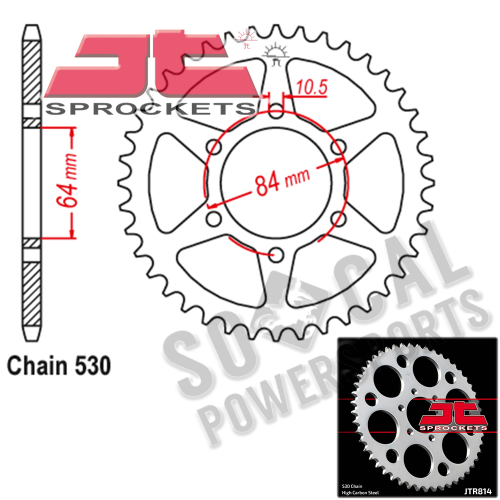 JT Sprockets - JT Sprockets Steel Rear Sprocket - 43T - JTR814.43