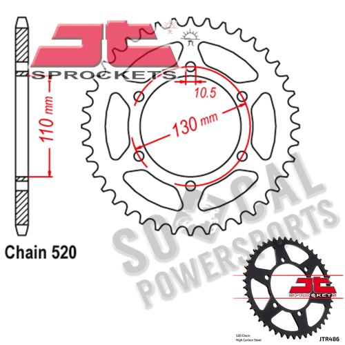 JT Sprockets - JT Sprockets Steel Rear Sprocket - 42T - JTR486.42