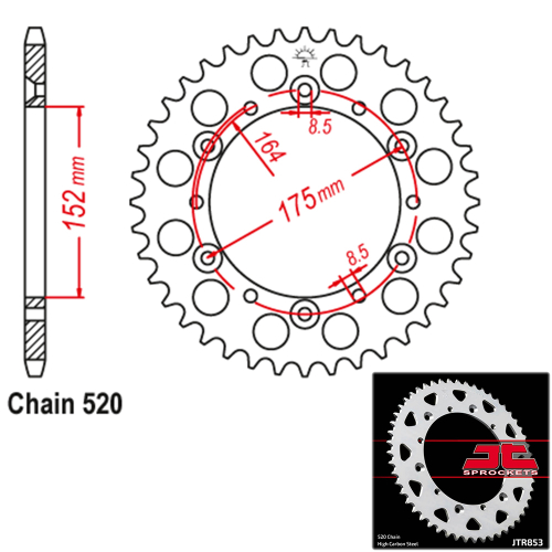 JT Sprockets - JT Sprockets Steel Rear Sprocket - 50T - JTR853.50