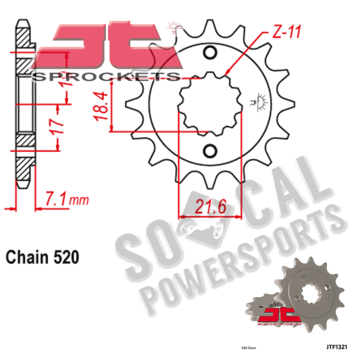 JT Sprockets - JT Sprockets Steel Front Sprocket - 13T - JTF1321.13