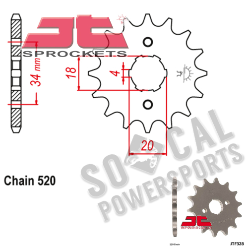 JT Sprockets - JT Sprockets Steel Front Sprocket - 12T - JTF328.12