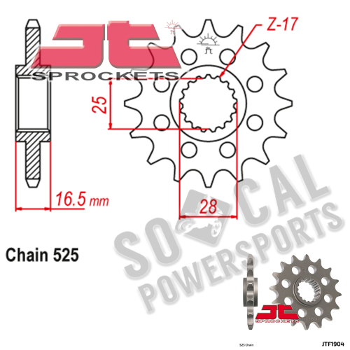 JT Sprockets - JT Sprockets Steel Front Sprocket - 17T - JTF1904.17