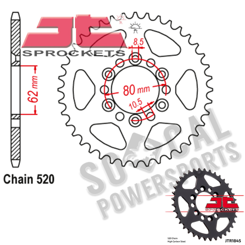 JT Sprockets - JT Sprockets Steel Rear Sprocket - 37T - JTR1845.37