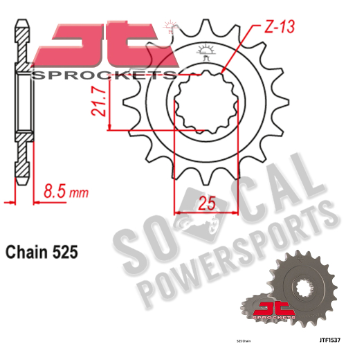 JT Sprockets - JT Sprockets Steel Front Sprocket - 17T - JTF1537.17