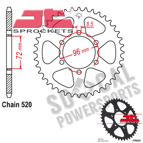 JT Sprockets - JT Sprockets Steel Rear Sprocket - 42T - JTR820.42