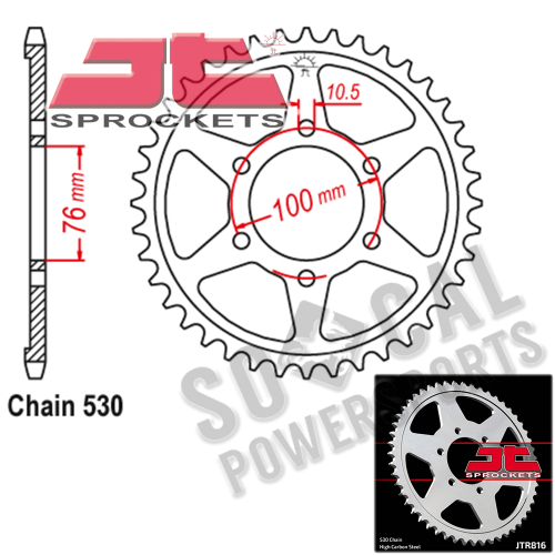 JT Sprockets - JT Sprockets Steel Rear Sprocket - 38T - JTR816.38