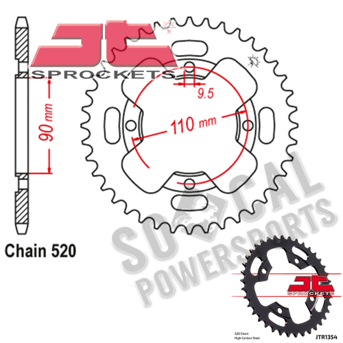 JT Sprockets - JT Sprockets Steel Rear Sprocket - 38T - JTR1354.38